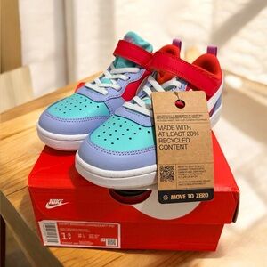 Nike Kids Court Borough Low Recraft Sneakers Cobalt Bliss/White-Track Red 1.5Y